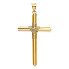 14K Polished w/Center Wrap Tube Cross Pendant - 2