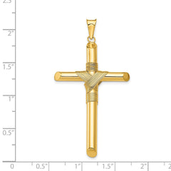 14K Polished w/Center Wrap Tube Cross Pendant - 2