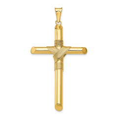 14K Polished w/Center Wrap Tube Cross Pendant - 2