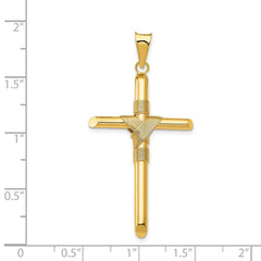 14K Polished w/Center Wrap Tube Cross Pendant - 5