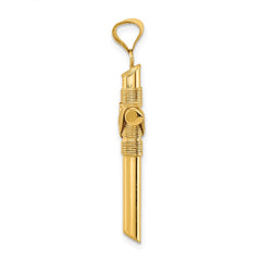 14K Polished w/Center Wrap Tube Cross Pendant