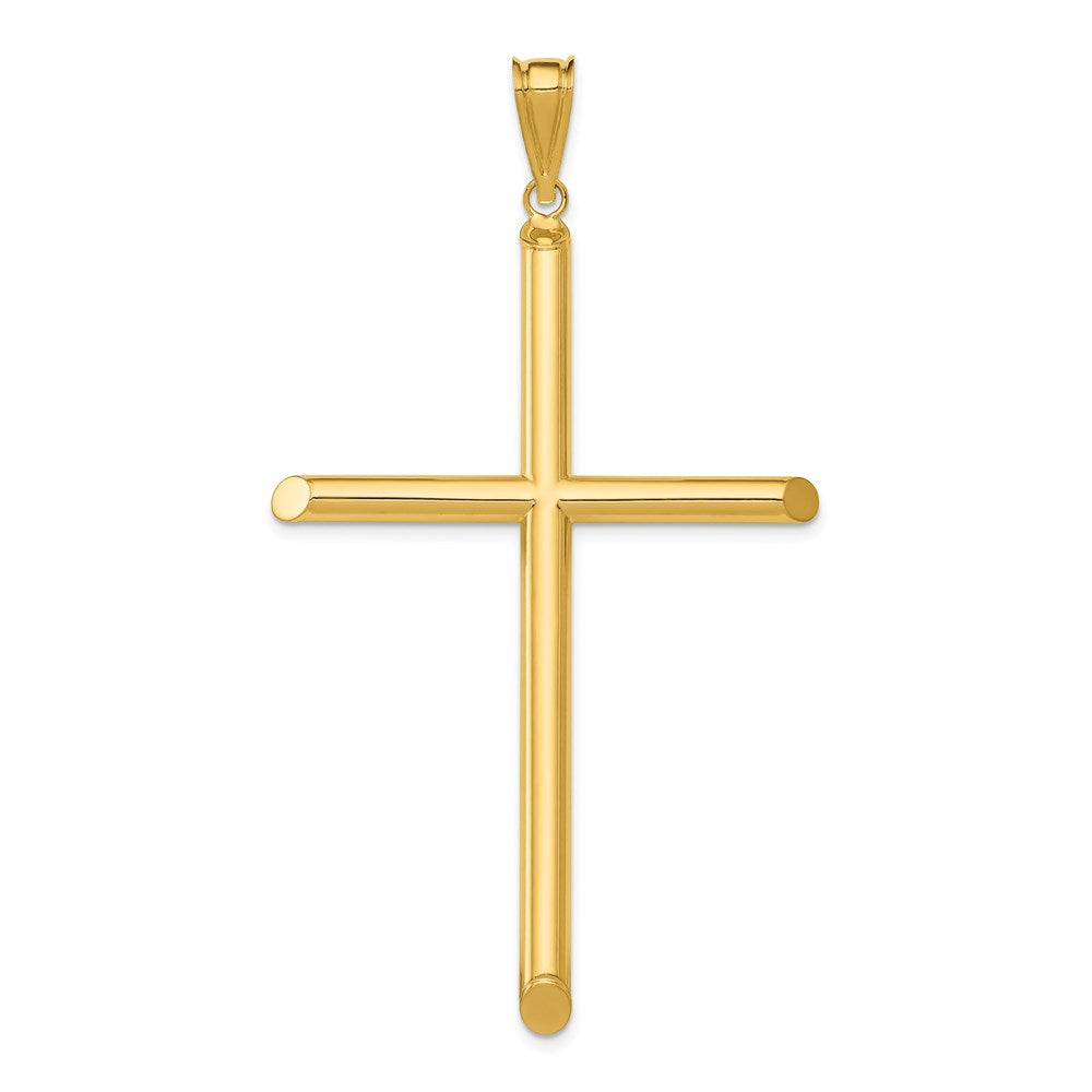 14k Polished Tube Cross Pendant - 6