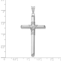14K White Gold w/Center Wrap Tube Cross Pendant - 3