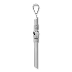 14K White Gold w/Center Wrap Tube Cross Pendant - 5