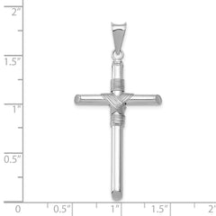 14K White Gold w/Center Wrap Tube Cross Pendant - 5