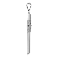 14K White Gold w/Center Wrap Tube Cross Pendant - 4