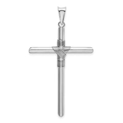 14K White Gold w/Center Wrap Tube Cross Pendant - 4