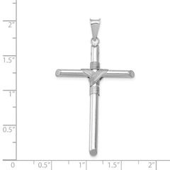 14K White Gold w/Center Wrap Tube Cross Pendant - 4