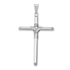 14K White Gold w/Center Wrap Tube Cross Pendant - 4