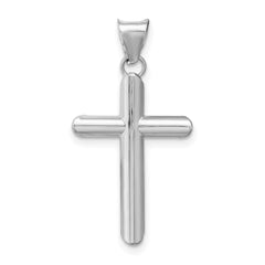 14k White Gold Polished Tube Cross Pendant - 5
