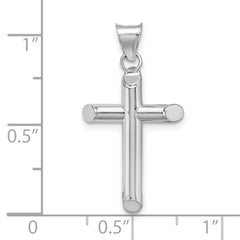 14k White Gold Polished Tube Cross Pendant - 5