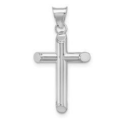 14k White Gold Polished Tube Cross Pendant - 5