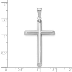 14k White Gold Polished Tube Cross Pendant - 3