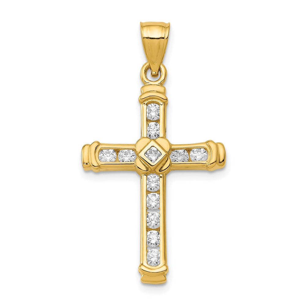 14k CZ Cross Pendant - 2