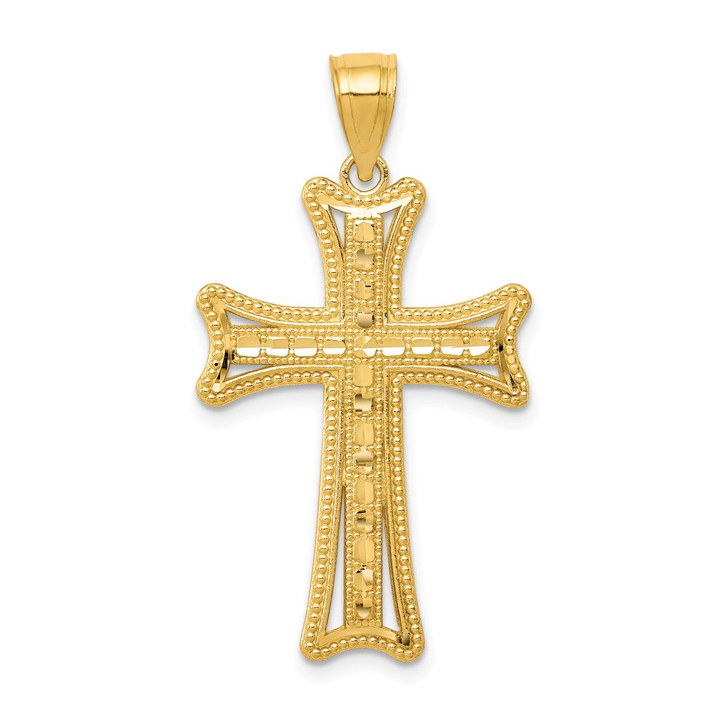 14k Diamond-cut Cross Pendant - 6