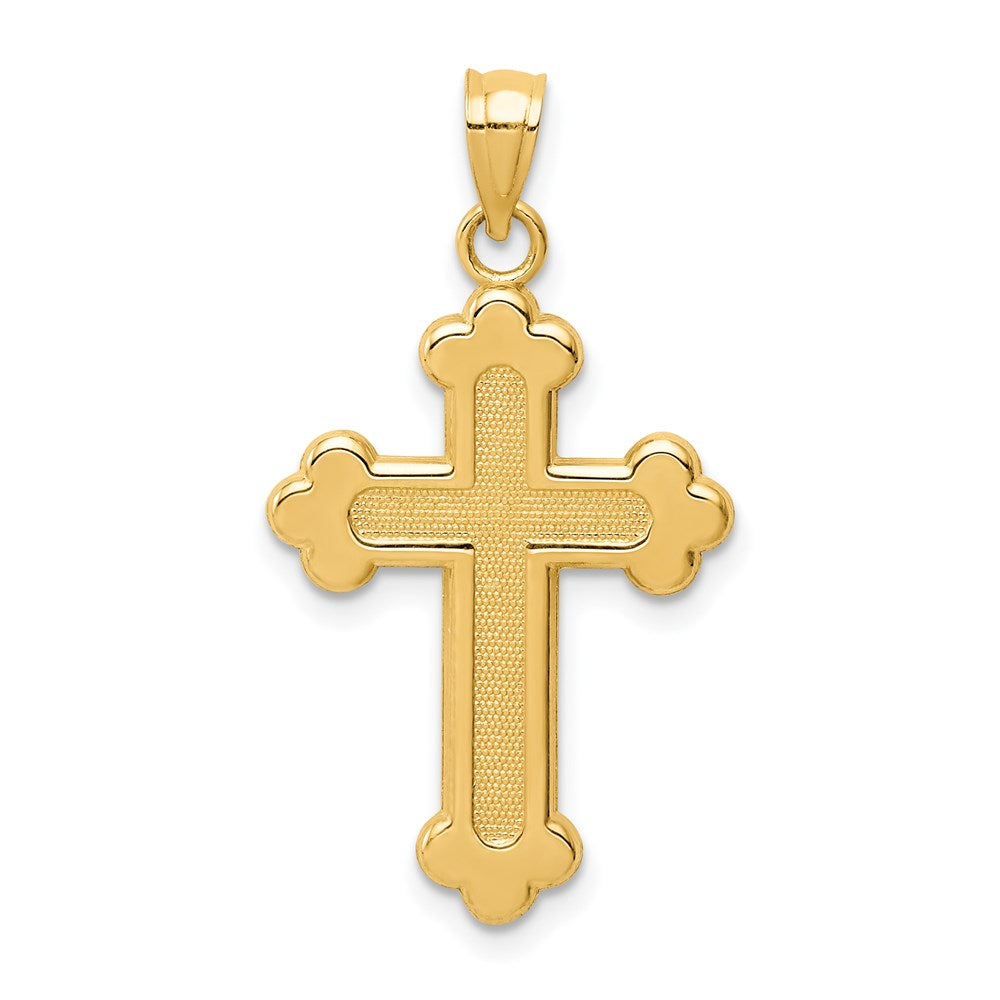 14K Satin and Polished Budded Cross Pendant - 2