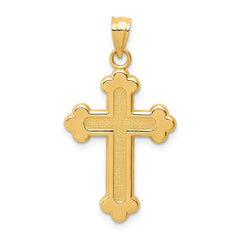 14K Satin and Polished Budded Cross Pendant - 2