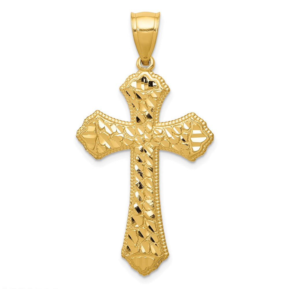14k Diamond-cut Budded Cross Pendant - 2