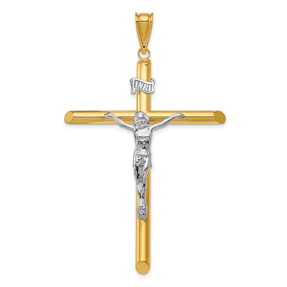 14k Two-Tone Polished Crucifix Pendant - 4