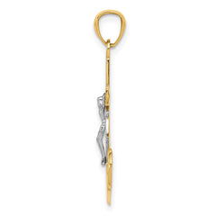 14k w/Rhodium Polished Mariners Crucifix Pendant - 2
