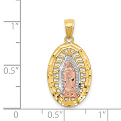 14K Two-tone w/White Rhodium D/C Lady of Guadalupe Charm