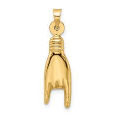 14K 3D Hollow Rock On Sign Charm - 2