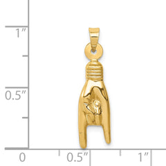 14K 3D Hollow Rock On Sign Charm - 2
