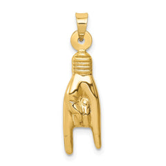 14K 3D Hollow Rock On Sign Charm - 2