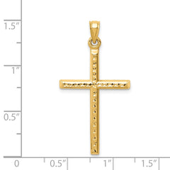 14k Hollow Diamond-cut Cross Pendant - 6