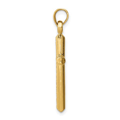 14k Hollow Diamond-cut Cross Pendant - 7