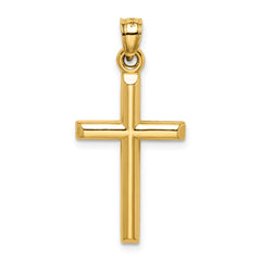 14k Hollow Diamond-cut Cross Pendant - 7