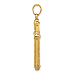14k Hollow Diamond-cut Cross Pendant - 8