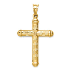 14k Hollow Diamond-cut Cross Pendant - 8