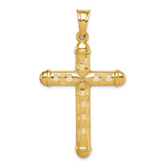 14k Hollow Diamond-cut Cross Pendant - 8