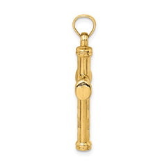 14k Hollow Diamond-cut Cross Pendant - 2