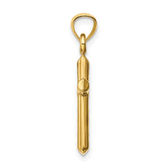14k Hollow Diamond-cut Cross Pendant - 9