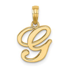 14KY Script Letter G Initial Pendant - 2