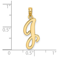 14KY Script Letter J Initial Pendant - 2