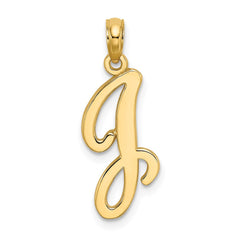 14KY Script Letter J Initial Pendant - 2