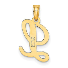 14KY Script Letter L Initial Pendant - 2