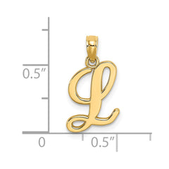 14KY Script Letter L Initial Pendant - 2