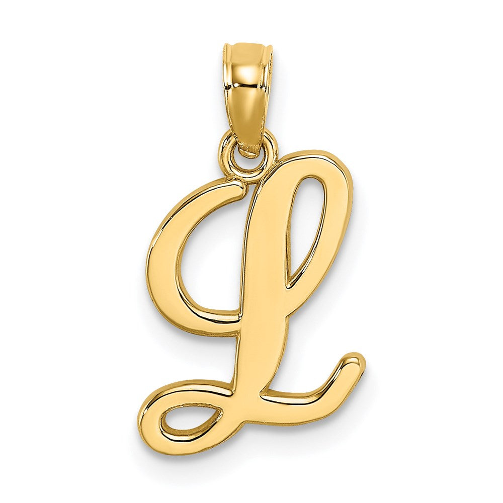 14KY Script Letter L Initial Pendant - 2