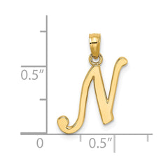 14KY Script Letter N Initial Pendant - 2