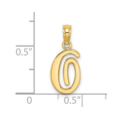 14KY Script Letter O Initial Pendant - 2