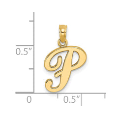 14KY Script Letter P Initial Pendant - 2