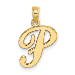 14KY Script Letter P Initial Pendant - 2