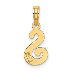 14KY Script Letter S Initial Pendant - 2