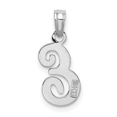 14KW White Gold Script Letter E Initial Pendant - 2