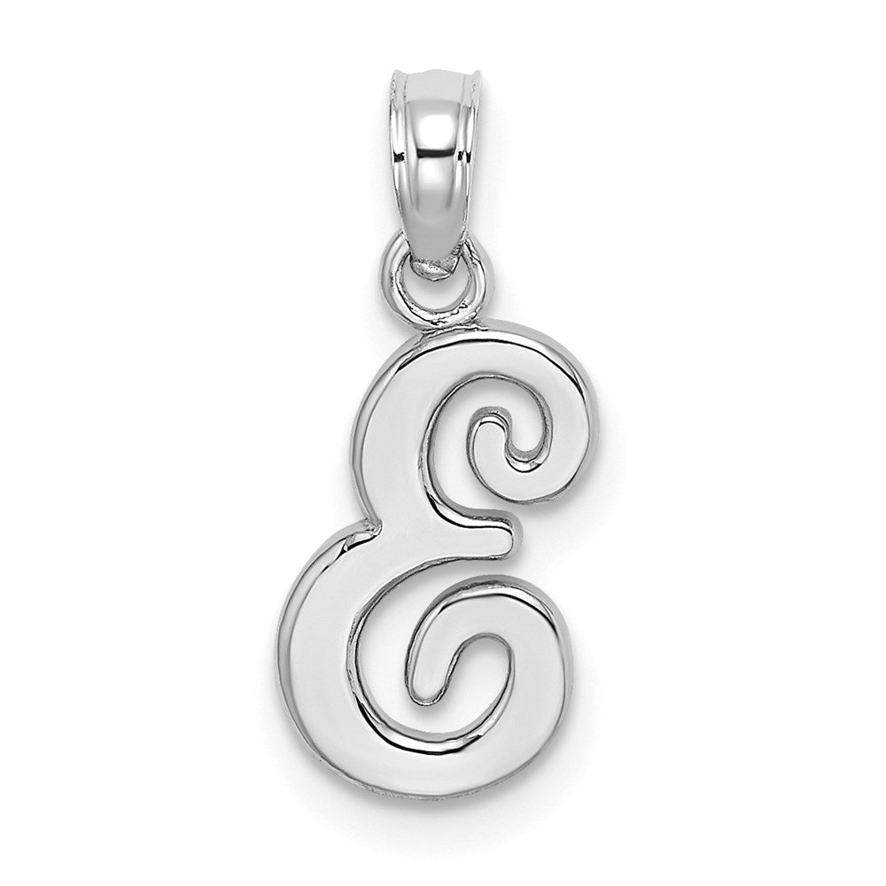 14KW White Gold Script Letter E Initial Pendant - 2