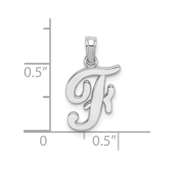 14KW White Gold Script Letter F Initial Pendant - 2